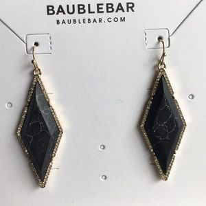 NWT BaubleBar Black Marble Diamond Drop Earrings